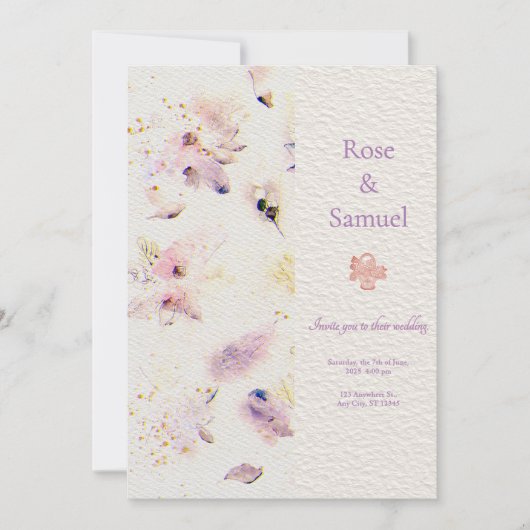 Roos Bloemen Elegant Papier Textured Wedding I Kaart (Voorkant)