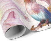 Roos bloemen en vogelpatroon Cadeaupapier (Rol Hoek)