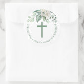 Roos bloemen Eucalyptus Baptisme Hartelijk dank Ronde Sticker (Tas)