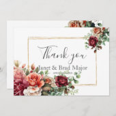 Roos Bloemen Eucalyptus bruiloft Dank u Bedankkaart (Voorkant / Achterkant)