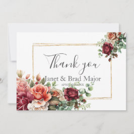 Roos Bloemen Eucalyptus bruiloft Dank u Bedankkaart