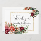 Roos Bloemen Eucalyptus bruiloft Dank u Bedankkaart (Voorkant / Achterkant)