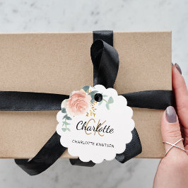 Roos Bloemen Eucalyptus Monogram Naam Business lab Bedankjes Labels