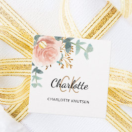 Roos Bloemen Eucalyptus Monogram Naam Business lab Bedankjes Labels