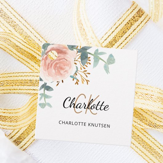 Roos Bloemen Eucalyptus Monogram Naam Business lab Bedankjes Labels