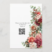 Roos Bloemen Eucalyptus QR Code Huwelijk Informatiekaartje (Achterkant)