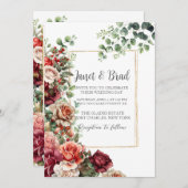 Roos Bloemen Eucalyptus QR Code Huwelijk Kaart (Voorkant / Achterkant)