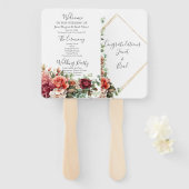 Roos Bloemen Eucalyptus Trouwprogramma Handwaaier (Voorkant en achterkant)