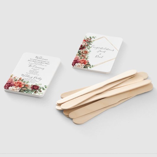 Roos Bloemen Eucalyptus Trouwprogramma Handwaaier (Niet-gemonteerd)