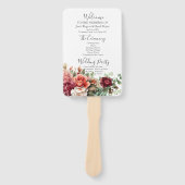 Roos Bloemen Eucalyptus Trouwprogramma Handwaaier (Voorkant)