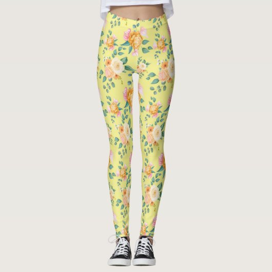 Roos Bloemen Floral Pattern-23220 Leggings (Voorkant)