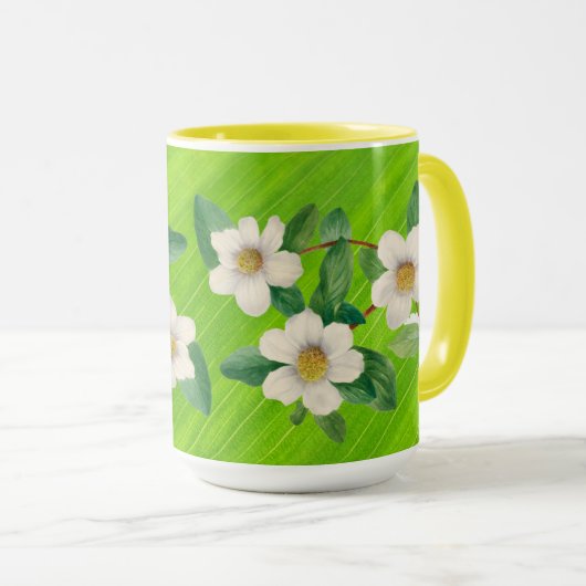  Roos Bloemen Geel Groen Mok Cup (Voorkant rechts)