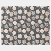 Roos Bloemen Grijs Patroon Fleece Deken (Voorkant (Horizontaal))