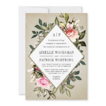  Roos Bloemen Groen Bruiloft Uitnodigingen