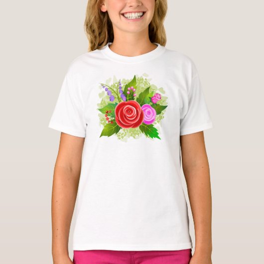 Roos Bloemen Illustratie T-shirt (Voorkant)