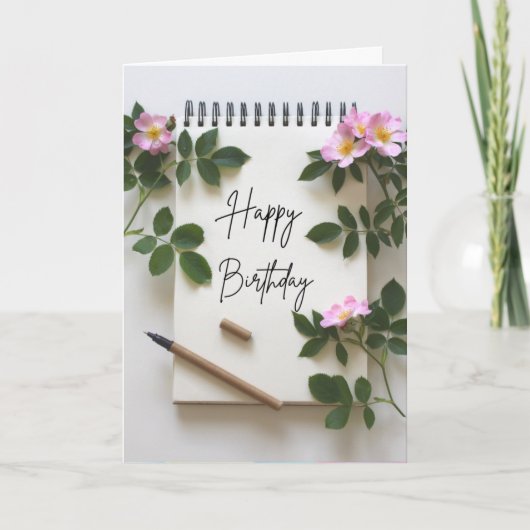 Roos bloemen Kaart op zaterdag (Voorkant)