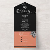 Roos Bloemen kalligrafie moderne bruiloft All In One Uitnodiging (Binnen)