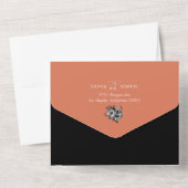 Roos Bloemen kalligrafie moderne bruiloft All In One Uitnodiging (Achterkant)