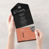 Roos Bloemen kalligrafie moderne bruiloft All In One Uitnodiging (Afscheurbaar)