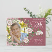 Roos Bloemen Krans Foto Verjaardag Kaart (Staand voorkant)