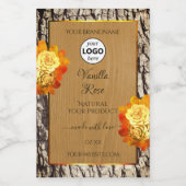Roos bloemen Logo Etiket natuurlijk houten graan (Enkel label)