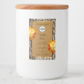 Roos bloemen Logo Etiket natuurlijk houten graan (Voorkant)