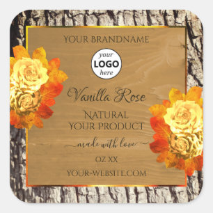 Roos bloemen Logo Etiket natuurlijk houten graan