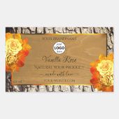 Roos bloemen Logo Etiket natuurlijk houten graan (Voorkant)