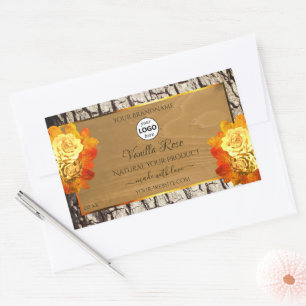 Roos bloemen Logo Etiket natuurlijk houten graan