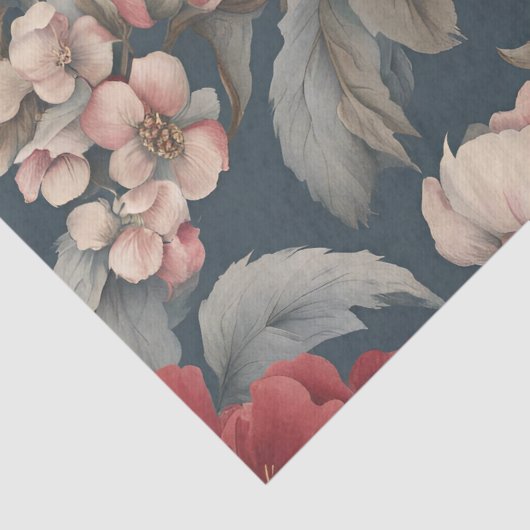 Roos Bloemen op Spar Tissuepapier (Detail)