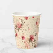  Roos Bloemen Papier Cups Papieren Bekers (Achterkant)