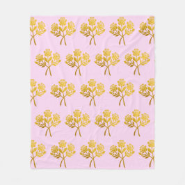 Roos Bloemen Patroon Roze Faux Gold  Bloemen Fleece Deken