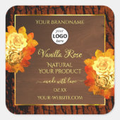 Roos bloemen Product Etiket Natuurlijke houtkorrel (Voorkant)