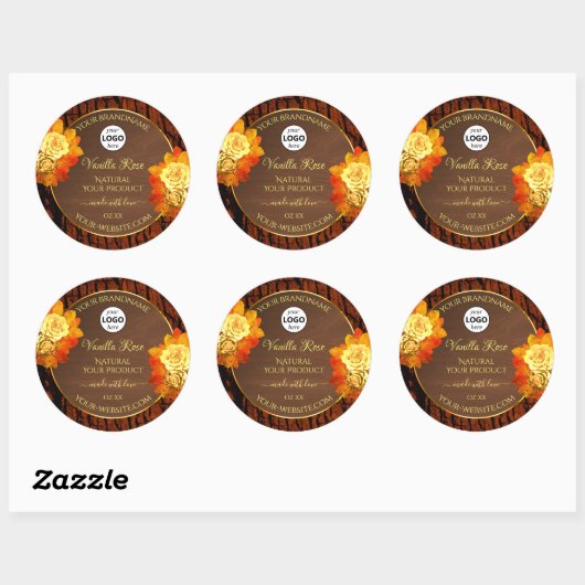 Roos bloemen Product Etiket Natuurlijke houtkorrel (Vel)