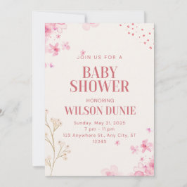 Roos Bloemen Schattige Baby shower Uitnodiging
