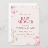 Roos Bloemen Schattige Baby shower Uitnodiging (Voorkant / Achterkant)