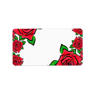 Roos Bloemen Schilderen Rand Rood Rozen Petals Art Etiket