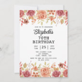 Roos Bloemen Terracotta Bruin 70e Verjaardag Kaart (Voorkant)