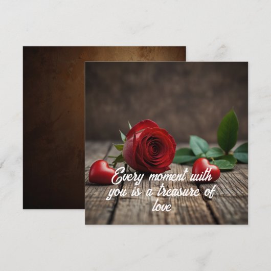 Roos bloemen Valentijnsdag kaarten (Voorkant / Achterkant)