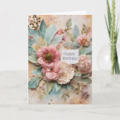 Roos Bloemen Verjaardag Kaart (Voorkant)