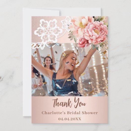 Roos Bloemen Vrijgezellenfeest Foto Dank u kaart (Voorkant)