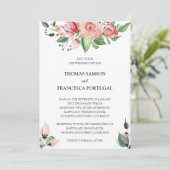 Roos Bloemen Waterverf bruiloft uitnodiging (Staand voorkant)