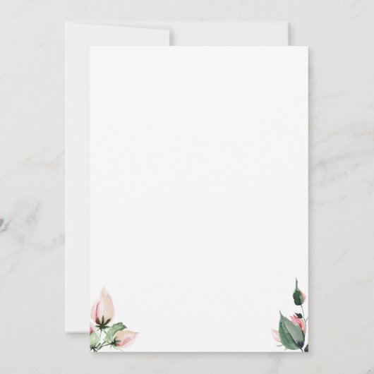 Roos Bloemen Waterverf bruiloft uitnodiging (Achterkant)