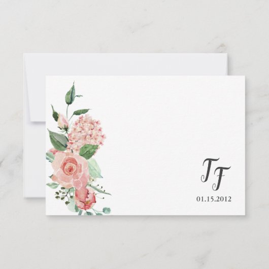 Roos Bloemen Waterverf Wishing Well Kaart (Achterkant)