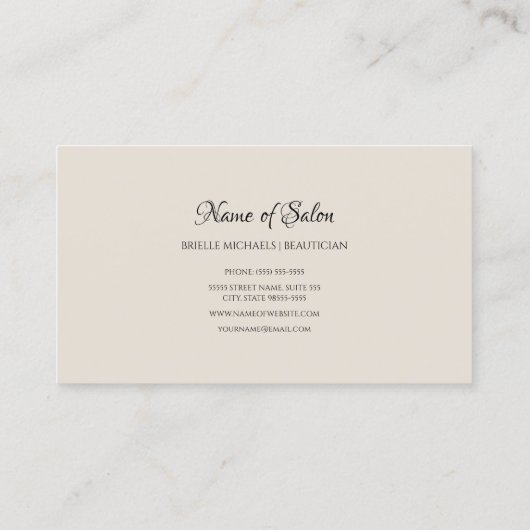 Roos Bloemen Witte Glitter Sparkle Haar en Schoonh Visitekaartje (Achterkant)