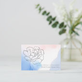 *~* Roos Bloemen Zachte Pastel Roze Blauw Waterver Visitekaartje (Staand voorkant)