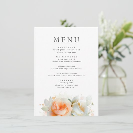 Roos Bloemen Zomer Boho Botanisch Menu (Staand voorkant)