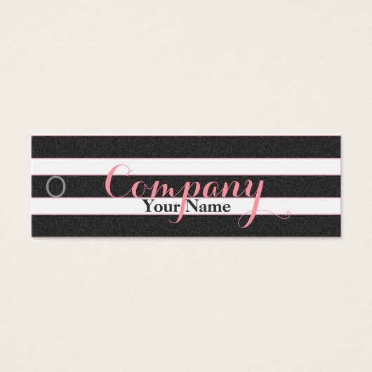 Roos Bloemen Zwart & Wit Strepen - Prijs Label Mini Visitekaartjes (Voorkant)