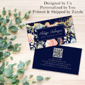 Roos Bloemenagaat Gouden Glitter QR Code Visitekaartje