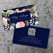 Roos Bloemenagaat Gouden Glitter QR Code Visitekaartje